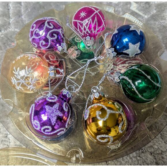 JC Penney Silver Ornament Tree Set 12 HANGING GLASS ORNAMENTS ONLY replacement - Picture 4 of 10